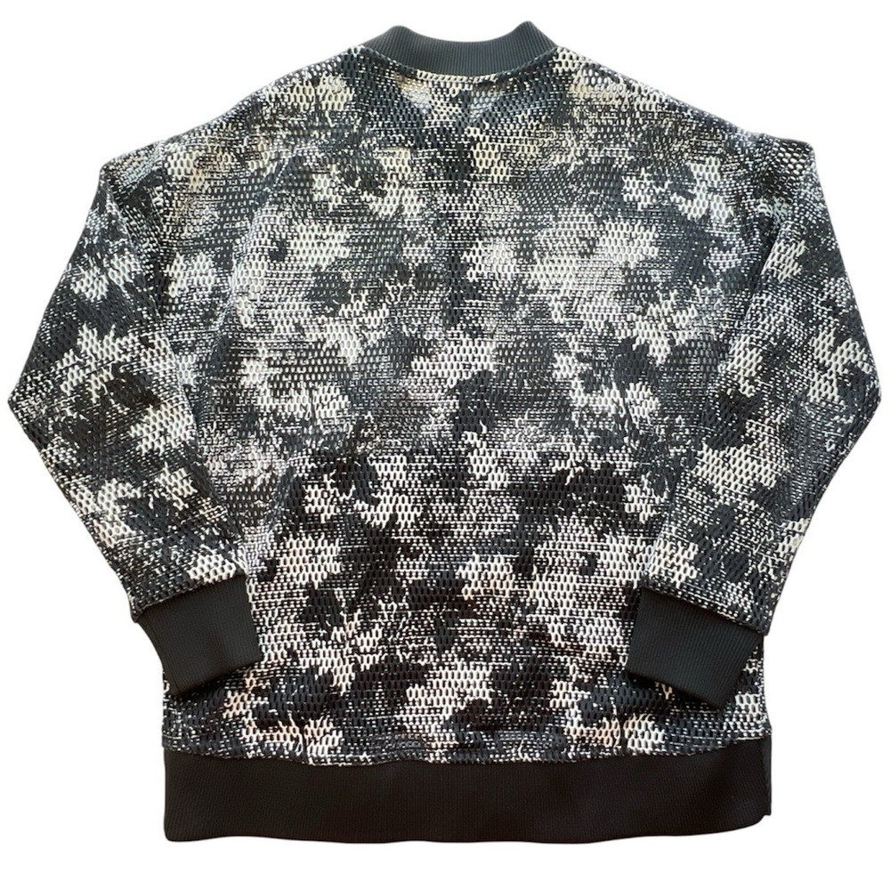 IVY PARK Bomber Jacket Womens S Black Cream Floral Mesh Full Zip Pockets Logo - Picture 5 of 8